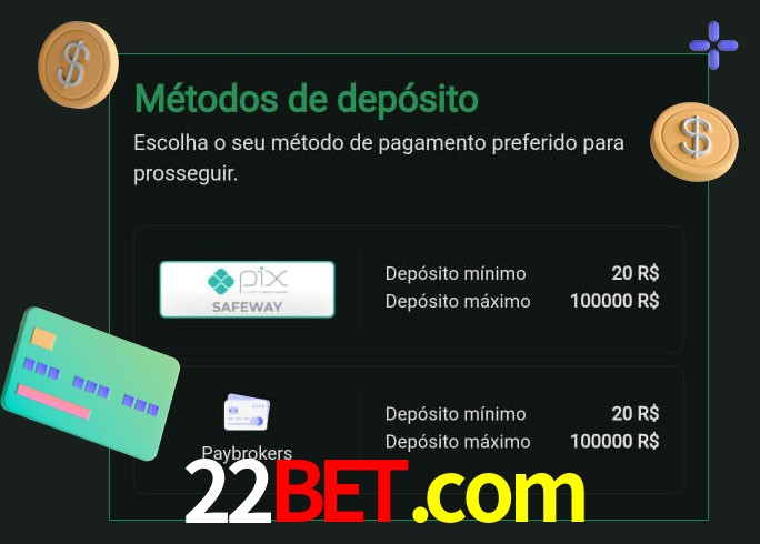 O cassino 22bet.com oferece uma grande variedade de métodos de pagamento